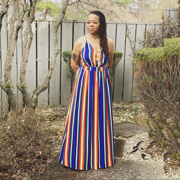 SMALL ONLY BOLD Stripe Open Back Maxi - Picture 4 of 5